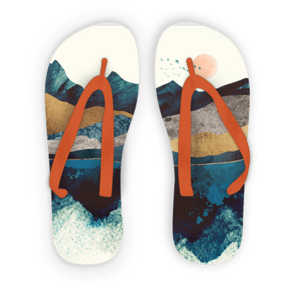 Scorpius Sandals L / Orange Strap Blue Mountain Reflection Adult Flip Flops