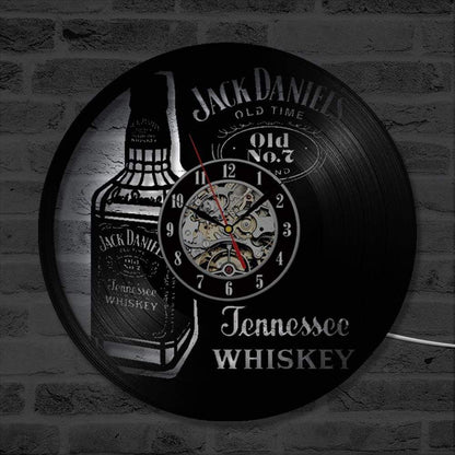 hansleii Clocks Bottle of Whiskey CD Wall Clock LED Lighting