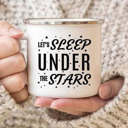 Magenta Shadow Gifts Camping Mug Enamel Mug Campfire Mug Let's Sleep