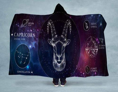 Orange Poppy Women's Clothing 60x40 / Multicolored Capricorn Hooded Blanket
