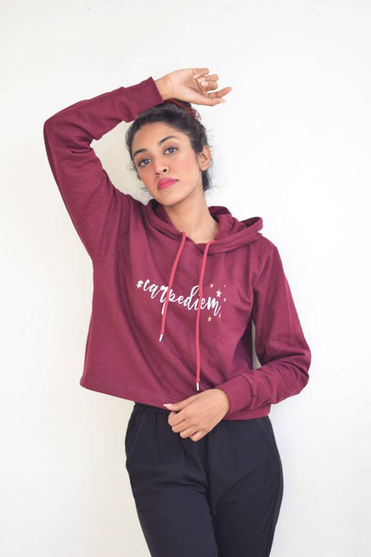 Glow Road Women's Clothing Carpe Diem Crop Hoodie For Women's
