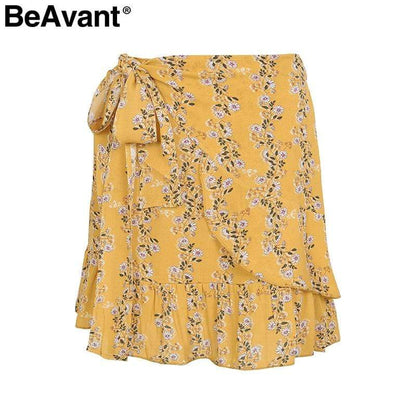 hansleii Print / S Casual Floral Women's Beach Skirt