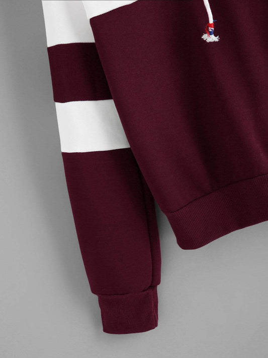 Celeste Sweaters & Hoodies Color Block Embroidered Hoodie