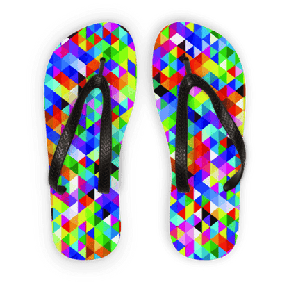 Scorpius Sandals L / Black Strap Colorful Geometric Blast Adult Flip Flops