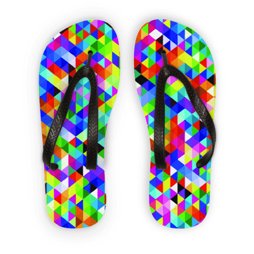 Scorpius Sandals L / Black Strap Colorful Geometric Blast Adult Flip Flops
