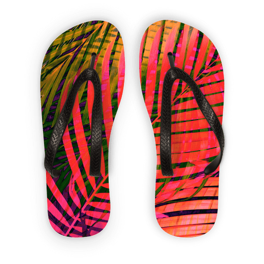 Scorpius Sandals COLORFUL TROPICAL LEAVES no4 Adult Flip Flops