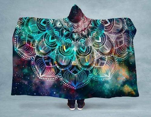 Orange Poppy Women's Clothing 80x60 / Muliticolored Cosmic Mandala Hooded Blanket