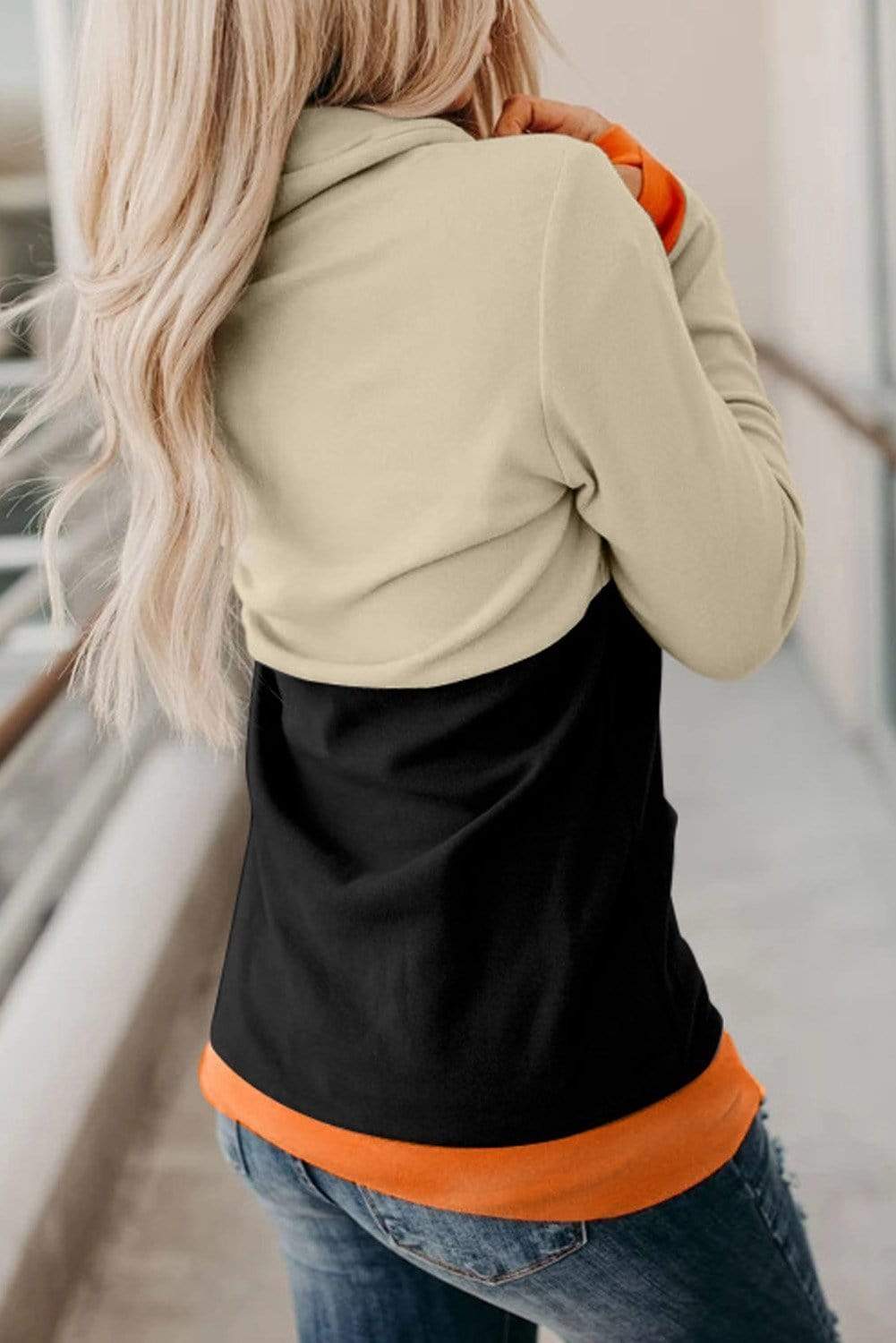 Teal Demeter Sweaters & Hoodies Cowl Neck Pumpkin Halloween Sweatshirt