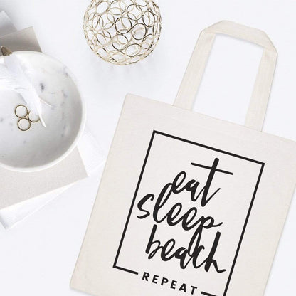 Turquoise Andromeda Totes & Beach Bags Eat, Sleep, Beach, Repeat Tote Bag
