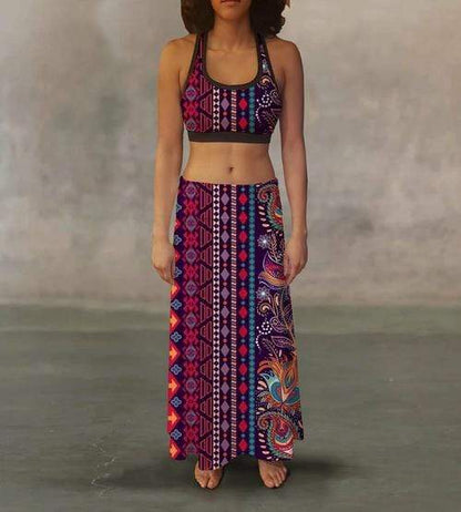 Orange Poppy Women's Clothing 2XL Ethnic Tribal Maxi Skirt