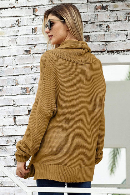 Teal Demeter Women's Clothing Fashion Khaki Cozy Long Sleeves Turtleneck Sweater