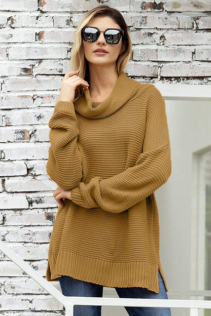 Teal Demeter Women's Clothing Fashion Khaki Cozy Long Sleeves Turtleneck Sweater