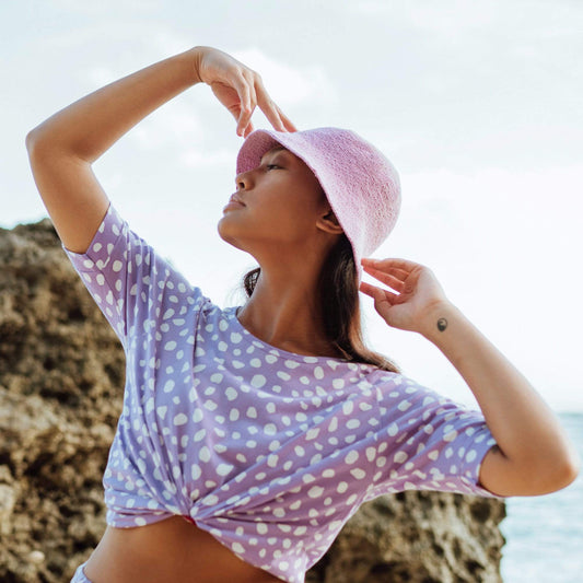 Cocoa Brunn Hats FLORETTE Crochet Bucket Hat, in Lilac Purple