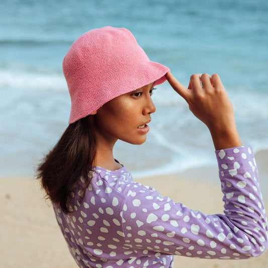 Cocoa Brunn Hats FLORETTE Crochet Bucket Hat, in Pink