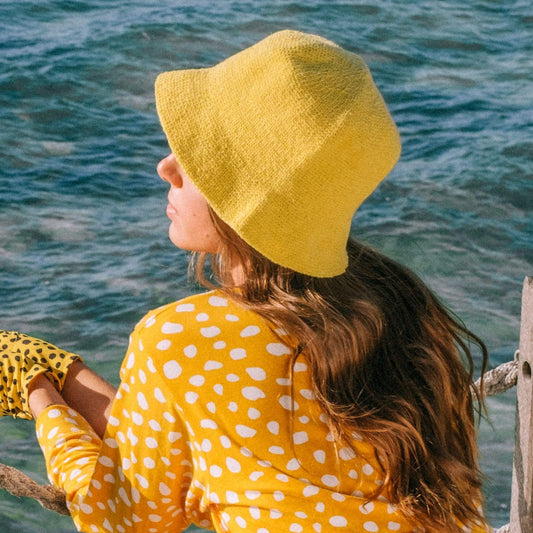 Cocoa Brunn Hats FLORETTE Crochet Bucket Hat, in Yellow
