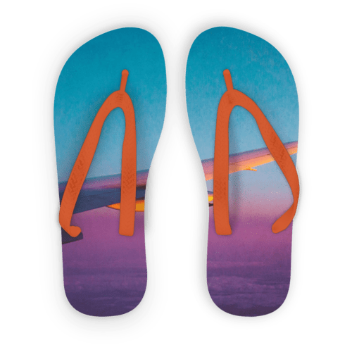 Scorpius Sandals L / Orange Strap Flying Alone Adult Flip Flops