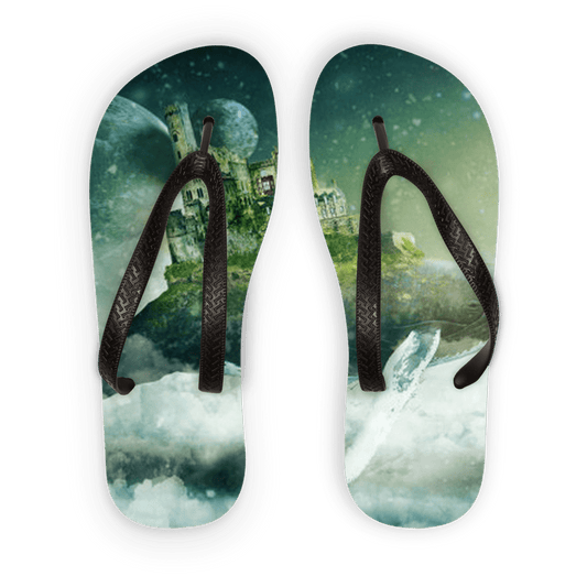 Scorpius Sandals Flying Over The World Adult Flip Flops