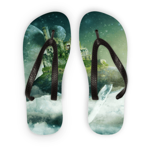 Scorpius Sandals L / Black Strap Flying Over The World Adult Flip Flops