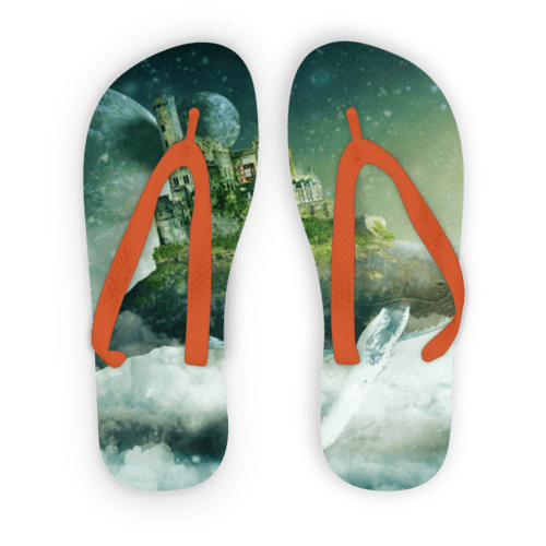 Scorpius Sandals L / Orange Strap Flying Over The World Adult Flip Flops
