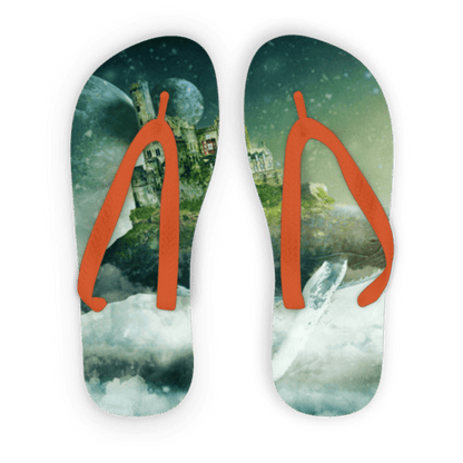 Scorpius Sandals L / Orange Strap Flying Over The World Adult Flip Flops