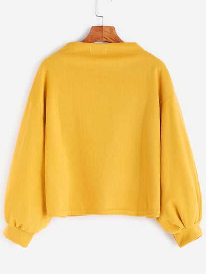 Celeste Women's Clothing Funnel Neck Drop Shoulder Sweatshirt