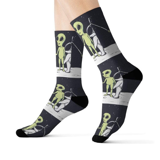 Yellow Pandora Socks Funny Alien Selfie Socks