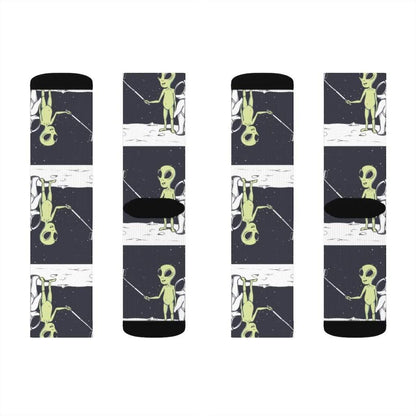 Yellow Pandora Socks Funny Alien Selfie Socks