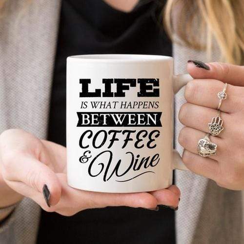 Magenta Shadow Gifts Funny Coffee Mug, Life Is What Happens Between