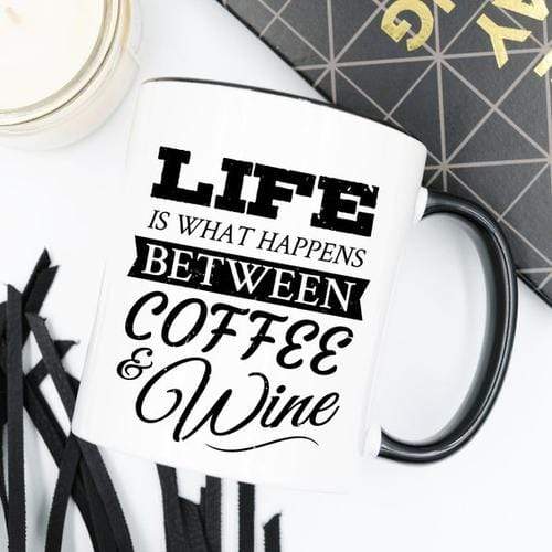 Magenta Shadow Gifts Funny Coffee Mug, Life Is What Happens Between