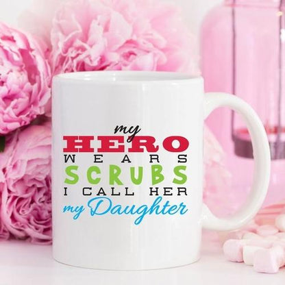 Magenta Shadow Gifts Funny Nurse Mug - My Hero Wears Scrubs, I Call Her