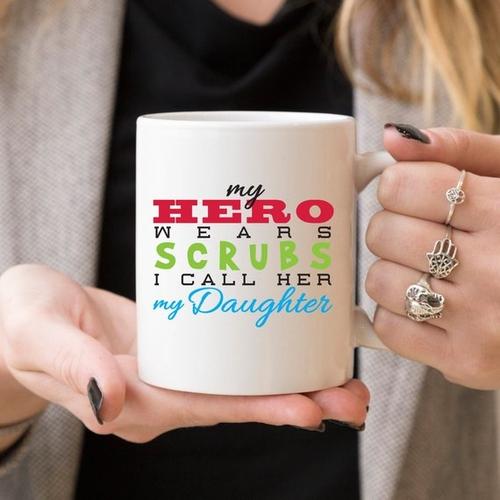 Magenta Shadow Gifts Funny Nurse Mug - My Hero Wears Scrubs, I Call Her