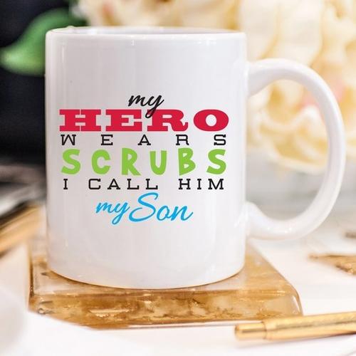 Magenta Shadow Gifts Funny Nurse Mug - My Hero Wears Scrubs, I Call Him