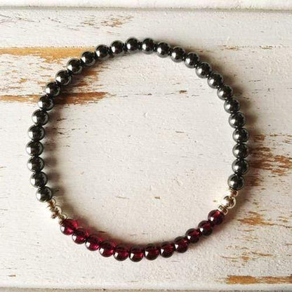 Purple Lily Jewelry & Watches Garnet & Hematite Grounding Bracelet