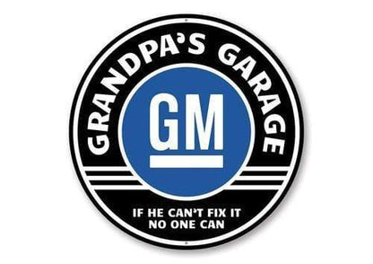 Orchid Eurybia Home Decor 18" circle Grandpa's Garage GM Car Sign