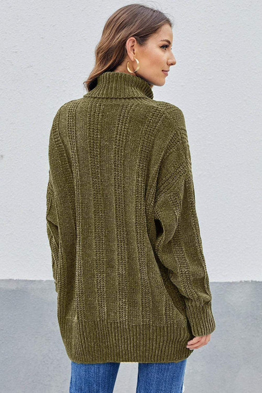 Teal Demeter Women's Clothing Green Turtleneck Soft Chenille Winter Long Sweater