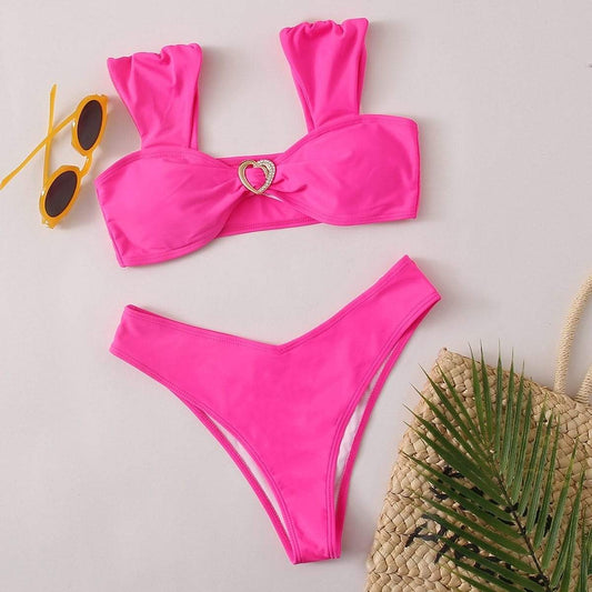 Angela Women's Clothing Heart Ring High Cut Bikini Swimsuit