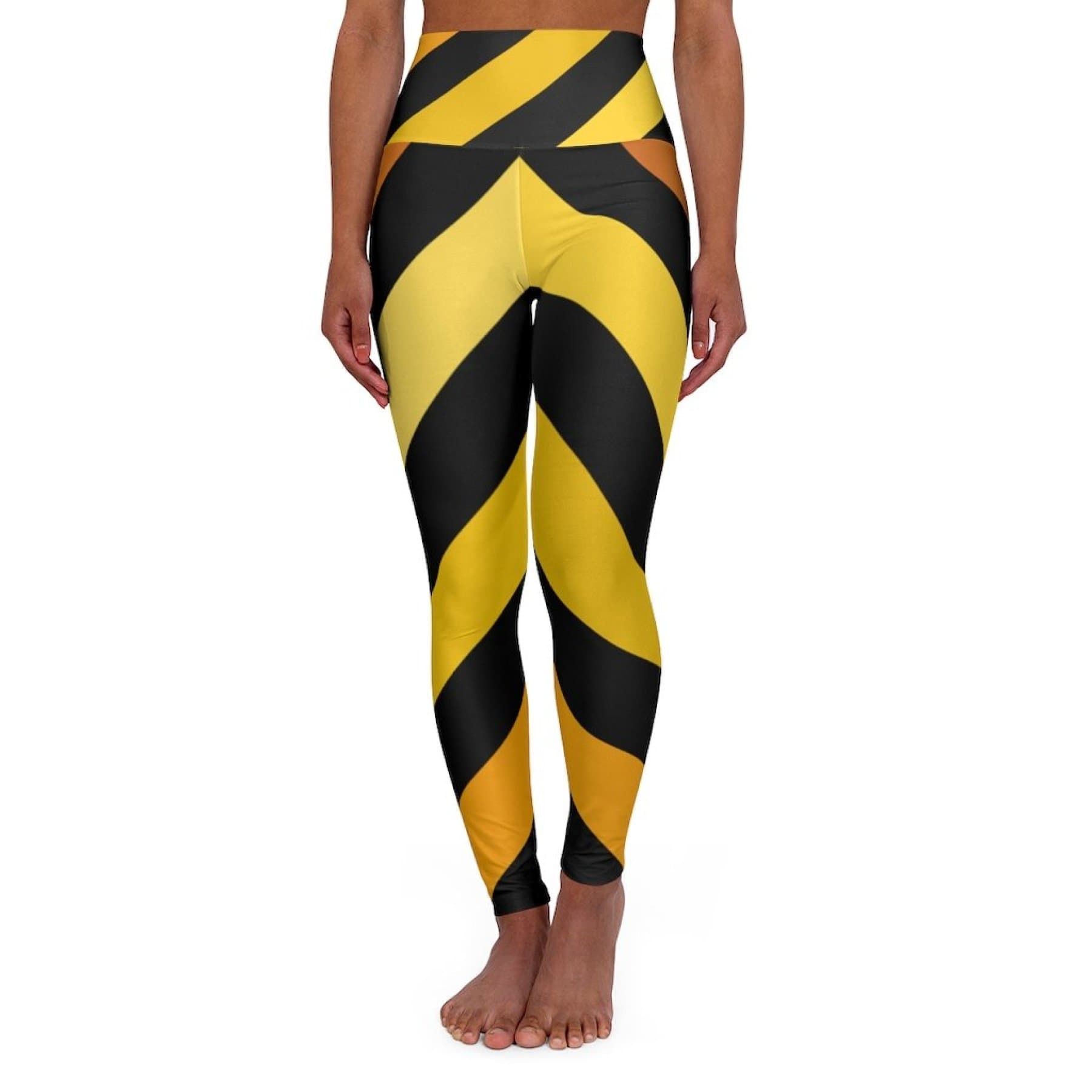 Grey Coco Activewear High Waisted Leggings, Black And Yellow