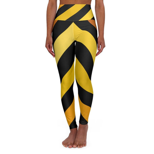 Grey Coco Activewear High Waisted Leggings, Black And Yellow