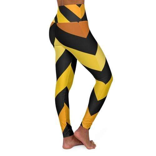 Grey Coco Activewear 2XL High Waisted Leggings, Black And Yellow