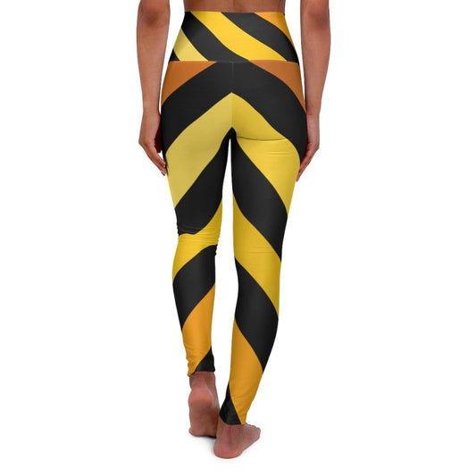 Grey Coco Activewear High Waisted Leggings, Black And Yellow