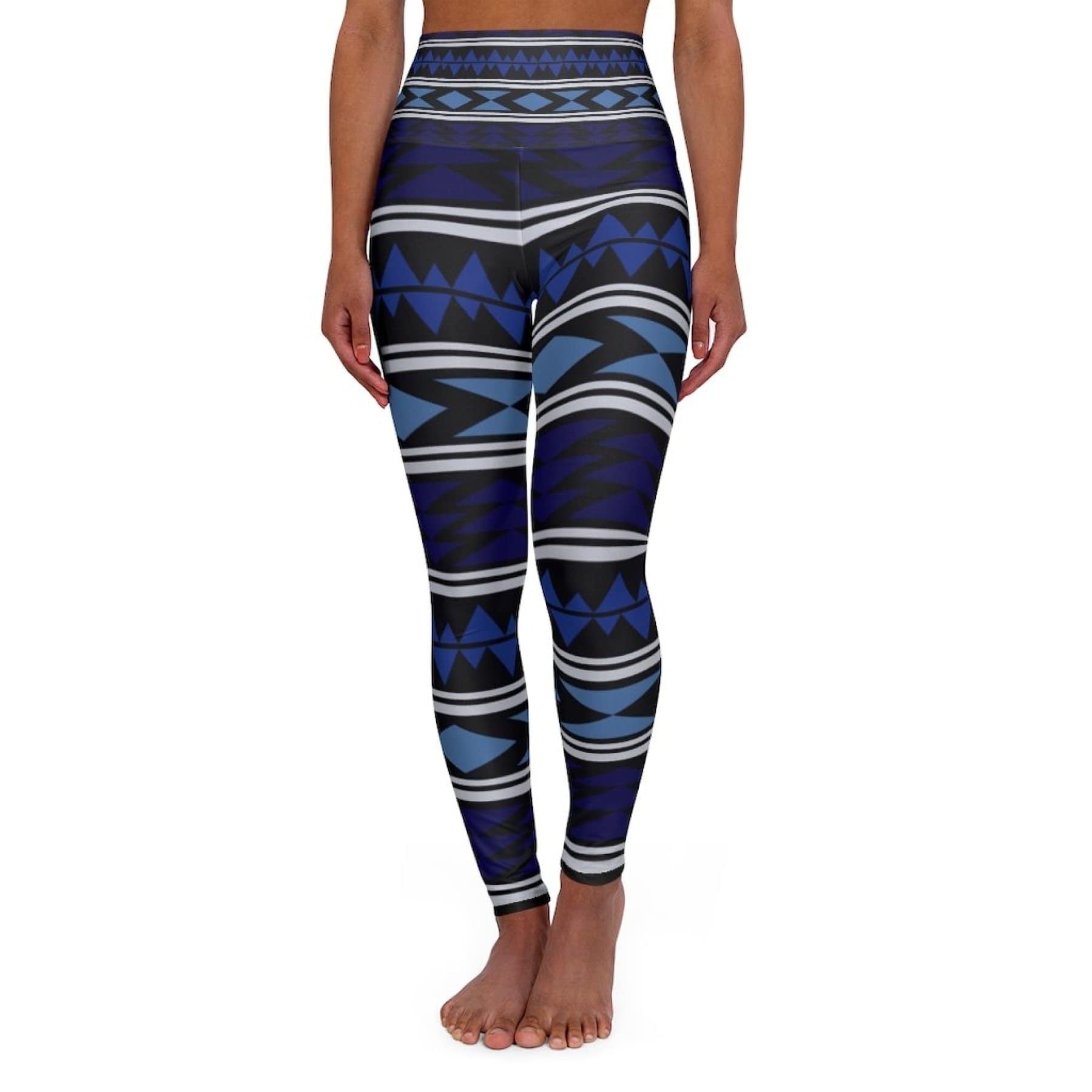 Grey Coco Activewear High Waisted Leggings, Dark Blue Bohemian