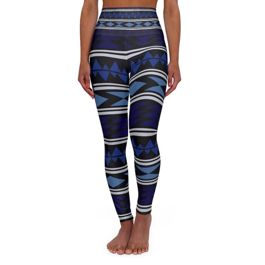 Grey Coco Activewear High Waisted Leggings, Dark Blue Bohemian