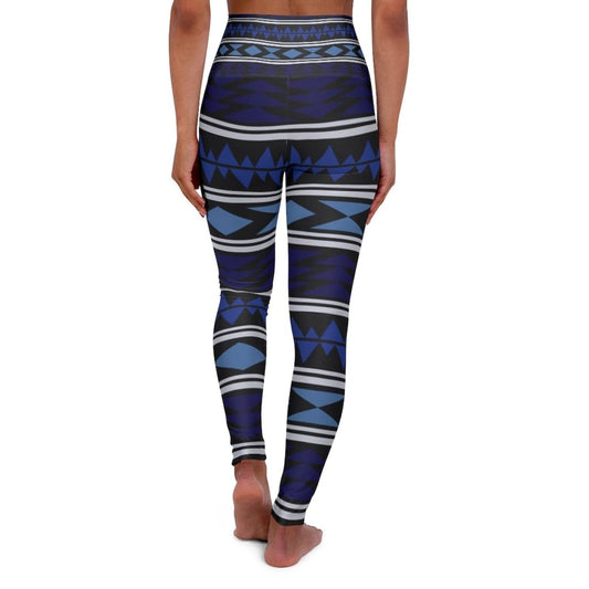 Grey Coco Activewear High Waisted Leggings, Dark Blue Bohemian