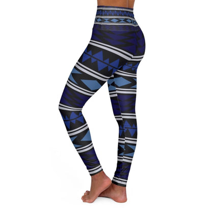 Grey Coco Activewear High Waisted Leggings, Dark Blue Bohemian