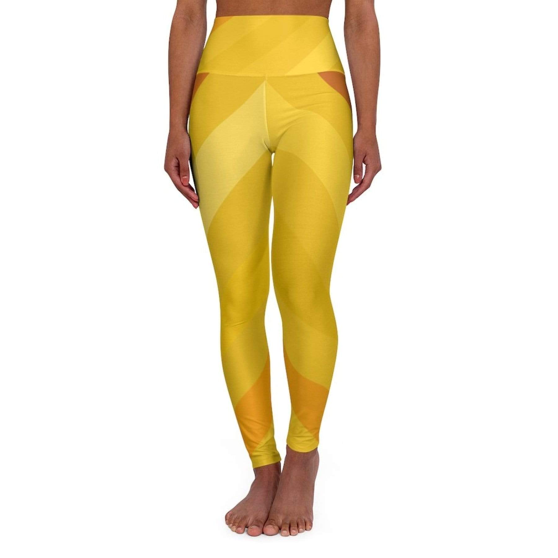 Grey Coco Activewear High Waisted Leggings, Gold And Yellow