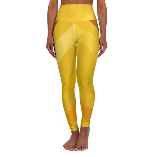 Grey Coco Activewear High Waisted Leggings, Gold And Yellow