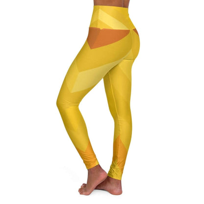 Grey Coco Activewear High Waisted Leggings, Gold And Yellow