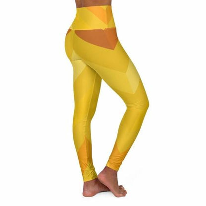 Grey Coco Activewear 2XL High Waisted Leggings, Gold And Yellow