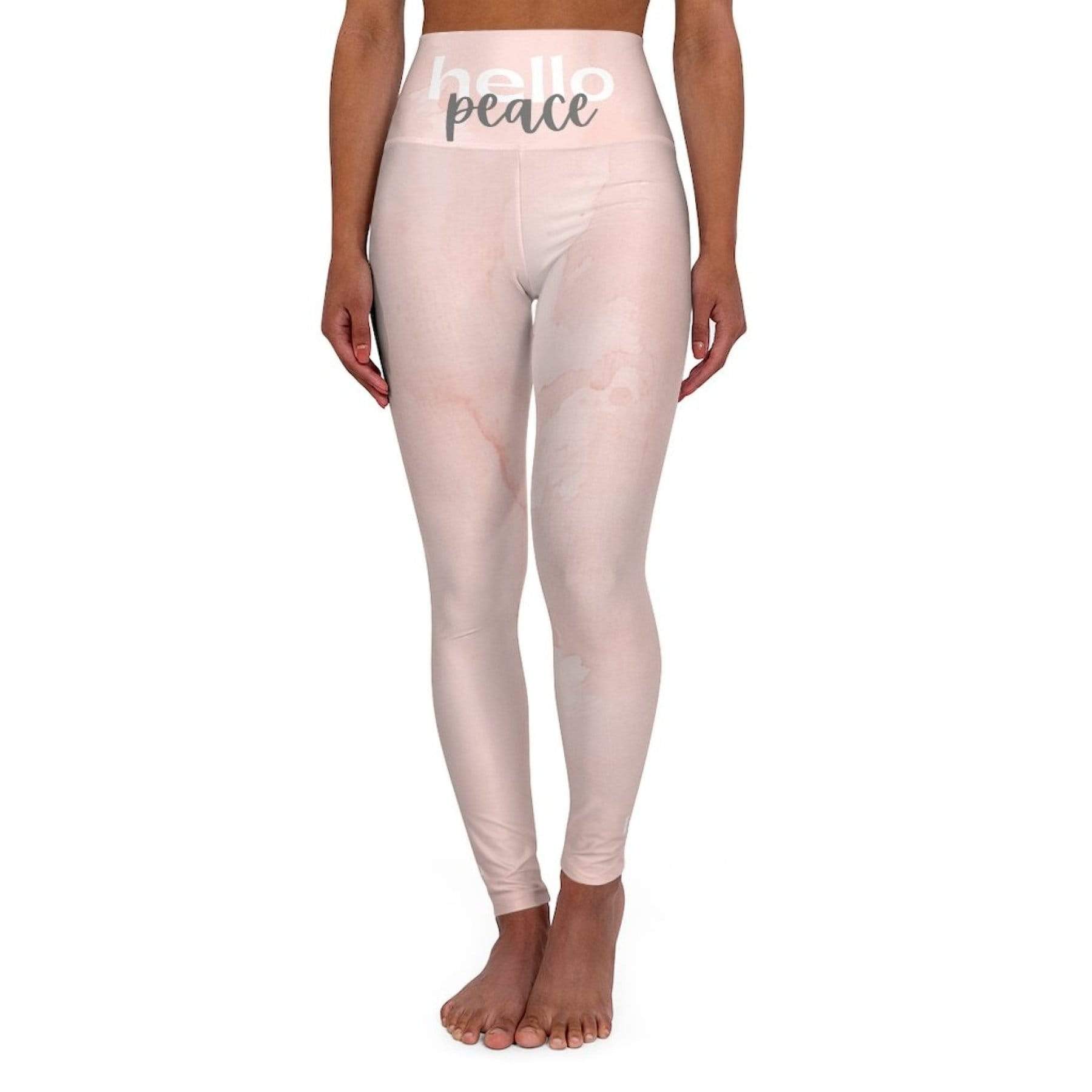 Grey Coco Activewear High Waisted Leggings, Peach Marble