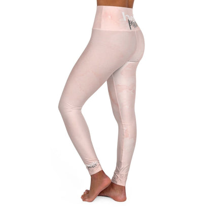 Grey Coco Activewear High Waisted Leggings, Peach Marble